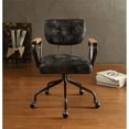 thumbnail image 3 of Bowery Hill Top Grain Leather Vintage Black Office Chair Swivel Button Tufted 32" H x 24" W x 25" D Unassembled, 3 of 5