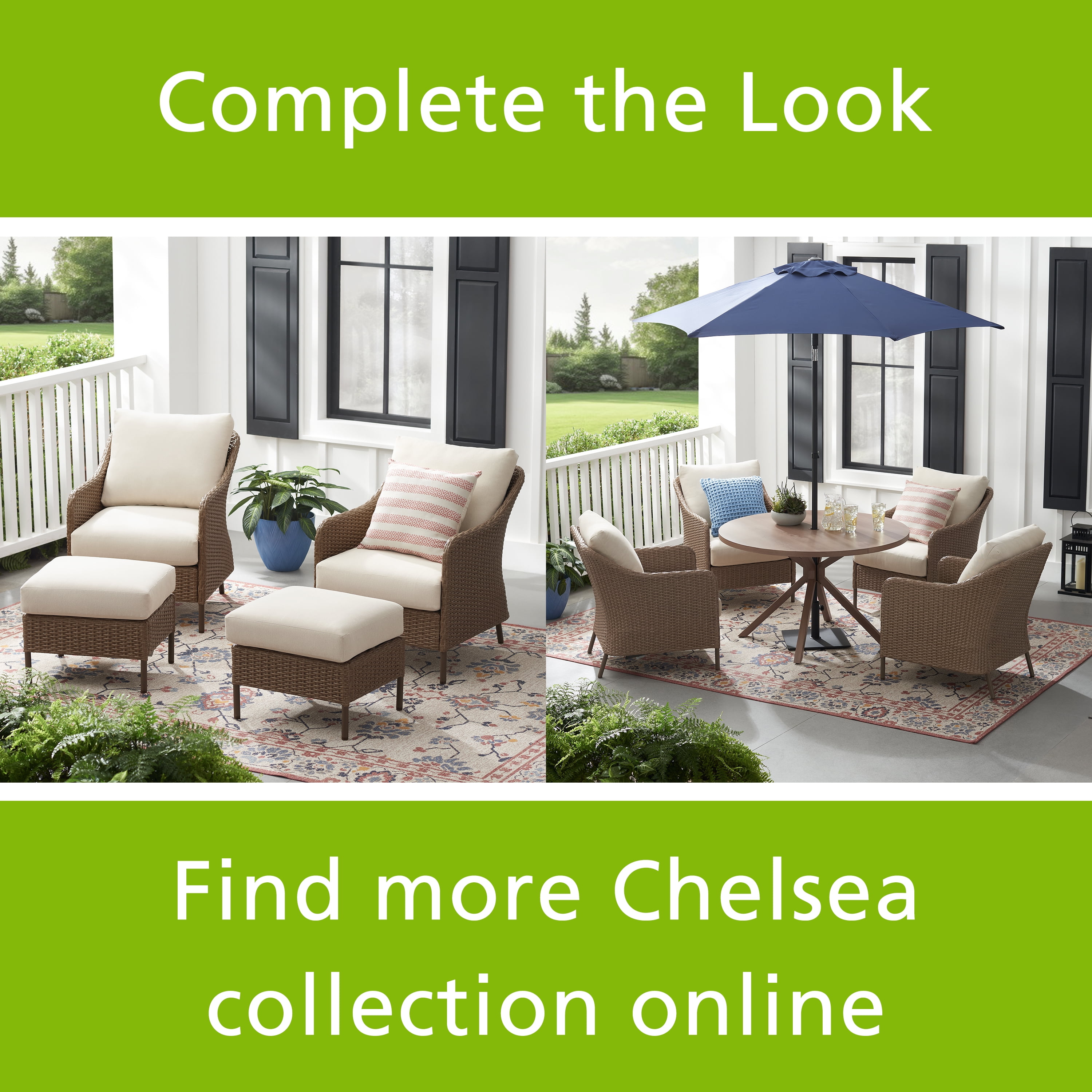 Mainstays Chelsea 2-Piece Wicker Outdoor Chairs, 2 Pack