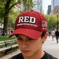 thumbnail image 4 of Fwttom Chapeau Décontracté Rouge Patriotique Imprimé Artistique, 4 of 6