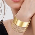 thumbnail image 3 of jiaroswwei Fashion Multi-layered Hollow Design Bangle Punk Style Opening Metal Bracelet Adjustable Women Bangle Jewelry Gift, 3 of 8