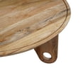 thumbnail image 4 of 36" Round Coffee Table Handcrafted Grooved Edge Top Natural Brown Mango Wood, 4 of 6