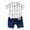 White, variant on LUOGENLI Toddler Kids Baby Boy Short Sleeve Pattern Shirt Topsand Denim Pants Set Long Outfits for Boys Summer Grey 18-24 Months