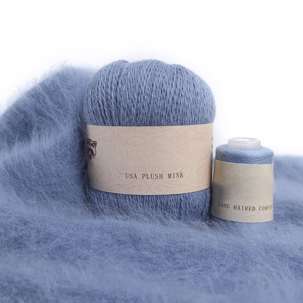 Yuarrent Juego de bolas de hilo para tejer de 50g y 20g, Kit de hilo de ganchillo Manual para principiantes, suministros de tejido, accesorio de Artesanía Azul claro