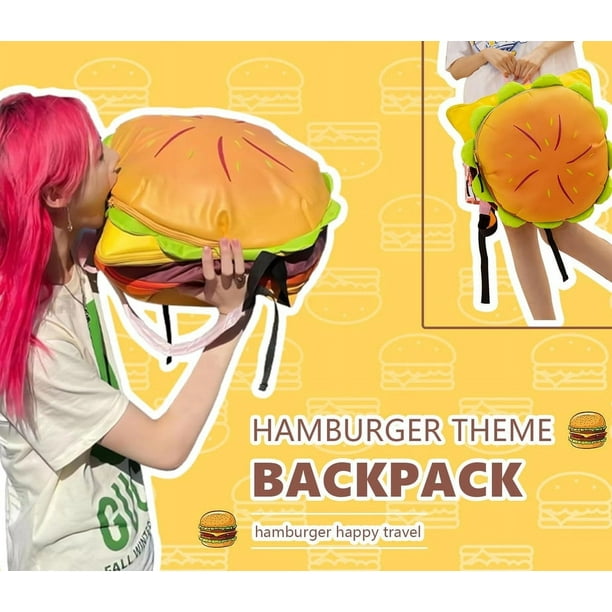 KOFPA Cheeseburger Backpack Multi Compartment Universe Funny Hamburger Backpack Multi Compartment Burger Backpack Daypack