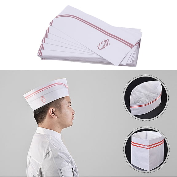 Soimiss 50Pcs Disposable Chef Cap Coffee Lightweight Paper Hat for Cooks and Bakers