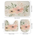 thumbnail image 3 of 4 Piece Shower Curtain Sets with Non-Slip Rugs Toilet Lid Cover and Bath Mat Pastel Pink And Beige Watercolor Floral Bouquet Durable And Waterproof Mother's Day Summer for Bathroom Decor, 3 of 8
