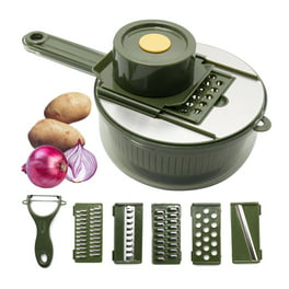 Dezsed 3 In 1 Multifunctional Vegetable Cutter & Slicers Hand Roller Type  Drum Vegetable Cutter With 3 Blades Removable Easy To Clean on Clearance  Green 