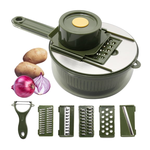 Vegetable Chopper, 9 in 1 Food Slicer, With Container Veggie Chopper, Mandolin, Multifun vegetable Cutter Slicer, Garlic Grinder, Vegetable Slicer, Kitchen Gadgets, Food Chopper Manual for Kitchen