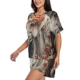 thumbnail image 2 of Fotbe Vintage Floral White Horse Print Pajama Set for Women 2 Piece Loungewear Short Sleeve Tops and Shorts Set Soft Sleepwear-3X-Large, 2 of 7