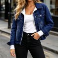 thumbnail image 2 of Rciityk Women's Fleece Lined Denim Jacket Classic Lapel Collar Buttons Closure Jean Coat with Pockets Windproof Warm Winter Jacket for Cold Weather, 2 of 9