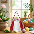 thumbnail image 4 of Decoraciones de Pascua, regalos de Pascua, adornos de Pascua, cesta de cola de conejo con orejas largas, cesta redonda de lino, bolsa de regalo de Pascua, bolso de mano, cesta de almacenamiento de hue, 4 of 6