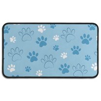 Blue Dog Paw Footprint Door Rugs,Washable Non Slip Door Mats Indoor,Decorative Door Mats,Entry Mat Indoor for Entrance,Bedroom,Kitchen,Bathroom,30"x17"