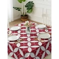 thumbnail image 3 of Red Geometric Suqare Tablecloth - 54 x 54 Inch, Vintage Rhombus Circle Texture Waterproof & StainResistant Tablecloth, Washable Oil-proof Table Cover for Dining/Party/Wedding/Camping/Buffet, 3 of 9