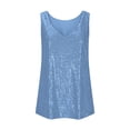 thumbnail image 6 of SEAOPEN Womens Tank Tops Casual Fashion V Neck Strappy Sequin Sparkle Shimmer Camisole Sleeveless Tanks Tops Blue,2XL, 6 of 6