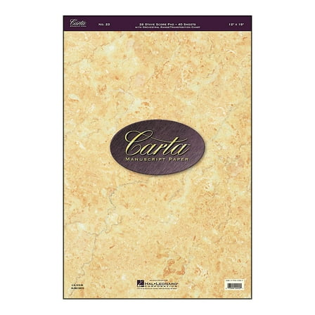 Hal Leonard Carta Manuscript 23 Scorepad 12 X 18, 40 Sheets, 26 Staves
