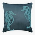 thumbnail image 1 of Funda de almohada azul con cuentas, diseño de caballito de mar y océano, 50 x 50 cm (20 x 20 pulgadas), decorativa, con diseño floral mediterráneo, cuadrada de seda, color mar - Caballito de mar, 1 of 3