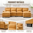 thumbnail image 7 of 108" Modular Sectional Sofa, Chenille U Shaped Cloud Couch with Double-Layer Cushions, Chaise Lounges and Side Pockets for Living Room, Mustard Yellow, 7 of 7
