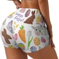 thumbnail image 1 of Balery Happy Easter1 Pantalones cortos de entrenamiento estampados para mujer, sin costuras, ajustados, para gimnasio, yoga, correr, deportes, ejercicio activo, fitness.-Large, 1 of 8