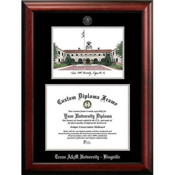 Campus Images  14 x 11 in. Texas A&M Kingsville University Silver Embossed Diploma Frame with Lithograph
