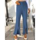 thumbnail image 2 of Pantalones largos para mujer, pantalones para mujer con dobladillo dividido, pantalones para mujer, pantalones lisos, instalación sin esfuerzo, 2 of 4