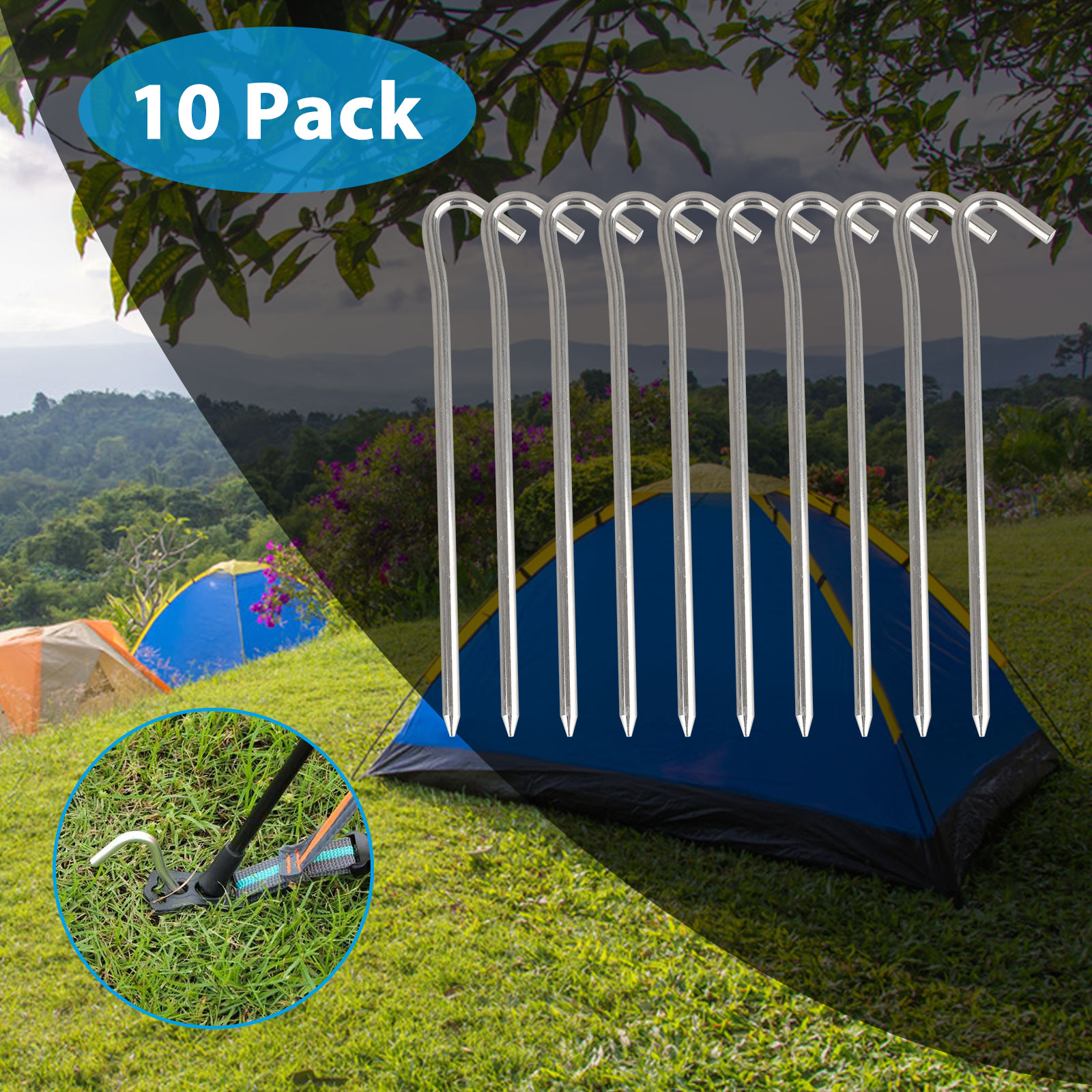 EEEKit Steel Tent Pegs Garden Stakes Heavy Duty Rust Free