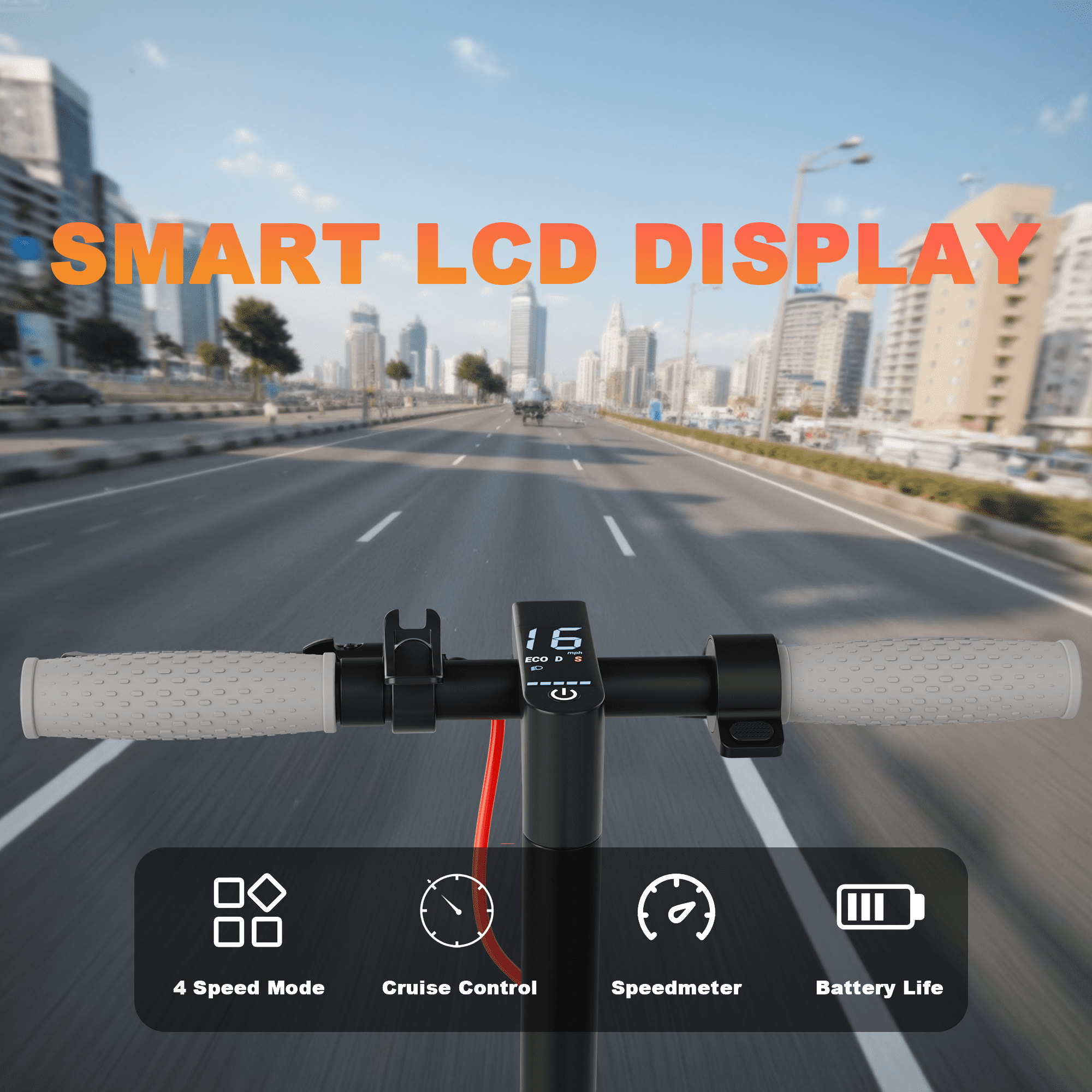 PORORO Electric Scooter with Seat, 8.5" Folding Commuter E-Scooter for Adults, 350W Motor, 16MPH & 10-15Mile Range