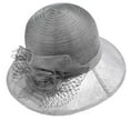 thumbnail image 2 of Jinhomg Fascinators Hats for Women Elegant Organza Floral Sun Hats Casual Wide Brim Church Easter Tea Party Hat 2025 Fashion Spring Summer Outfits Holiday Sales Gray M, 2 of 3