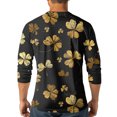 thumbnail image 4 of Men's St. Patrick's Day Shamrock Henley Shirt 3/4 Sleeve Casual Clover Print Top, 4 of 4