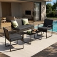 thumbnail image 4 of Wicker Outdoor Conversation Set with Glass Top Table, Patio Seating Furniture for Yard, Lawn and Poolside, Black, 4 of 10