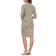 thumbnail image 3 of INSPIRE CHIC Women's 2 Piece Tweed Suit Set Button Down 3/4 Sleeve Jacket Pencil Skirt Set Orange S, 3 of 6