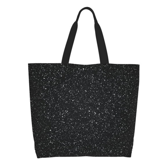 Easygdp Black Glitter Tote Bags for Women,Women Travel Shoulder Bags Handbags，Big Capacity Shopping Work Bag