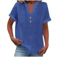 thumbnail image 7 of under 5!Sawvnm Women's Fashion Casual Solid Color Button V-neck T-shirt Top Short Sleeved V-neck Top/shirt Great Gift for Less, 7 of 7