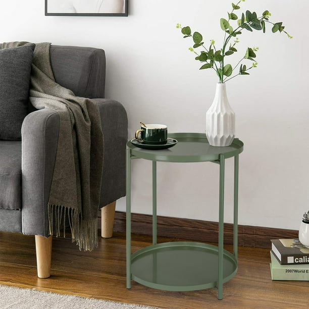 Tray Metal End Table Small Round Side, Small Round Side Tables