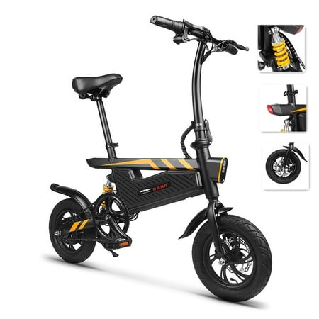 12 Inch Folding Power Assist Eletric Bicycle E-Bike 250W Motor and Dual Disc (Best Disc Bikes 2019)