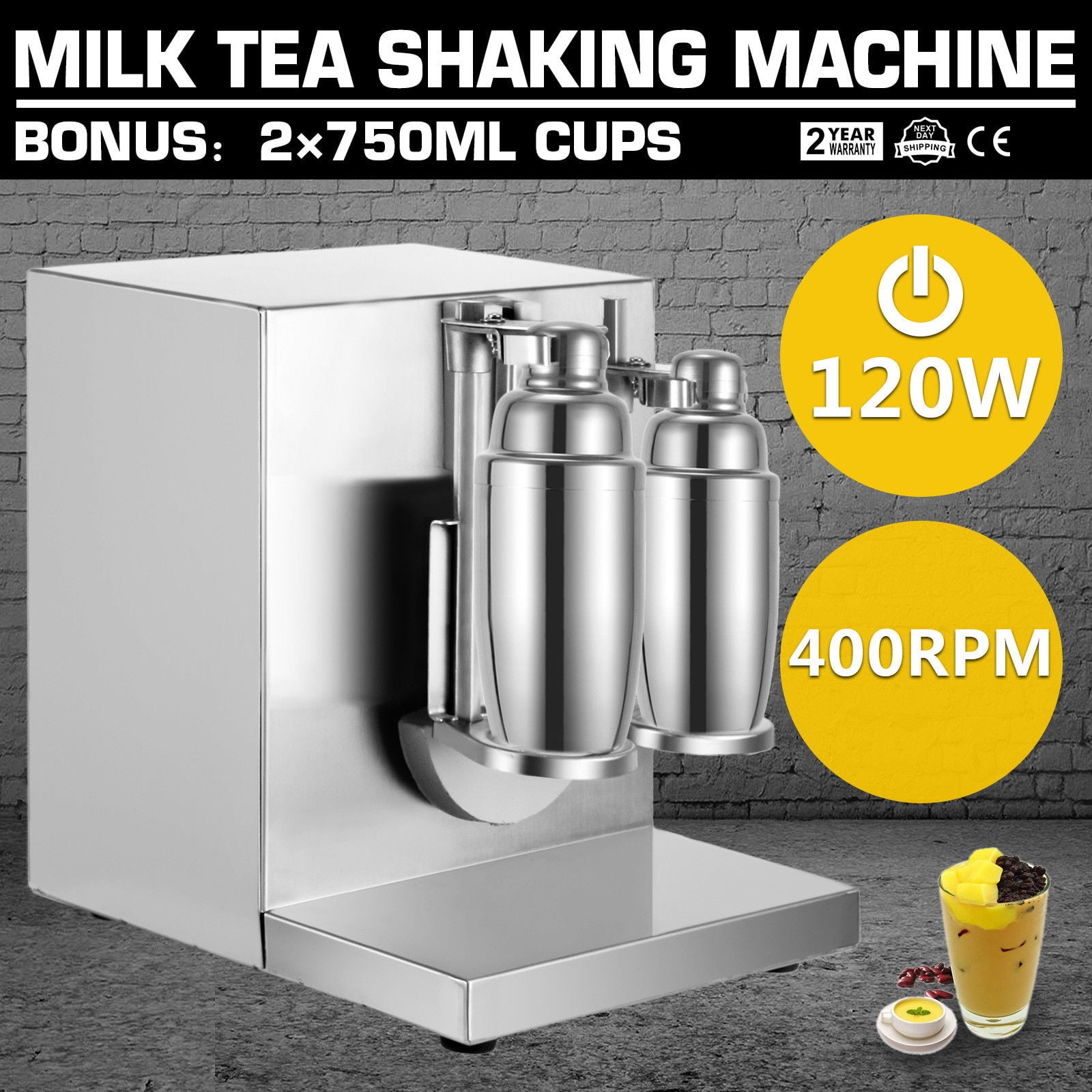 BestEquip Milk Tea Shaker Machine Double frame Milk Shaker Machine 400r