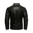 thumbnail image 2 of Warm Fleece PU Jacket, Men's Casual Zipper Pockets Stand Collor Faux Leather Jacket For Fall Winter, 2 of 5