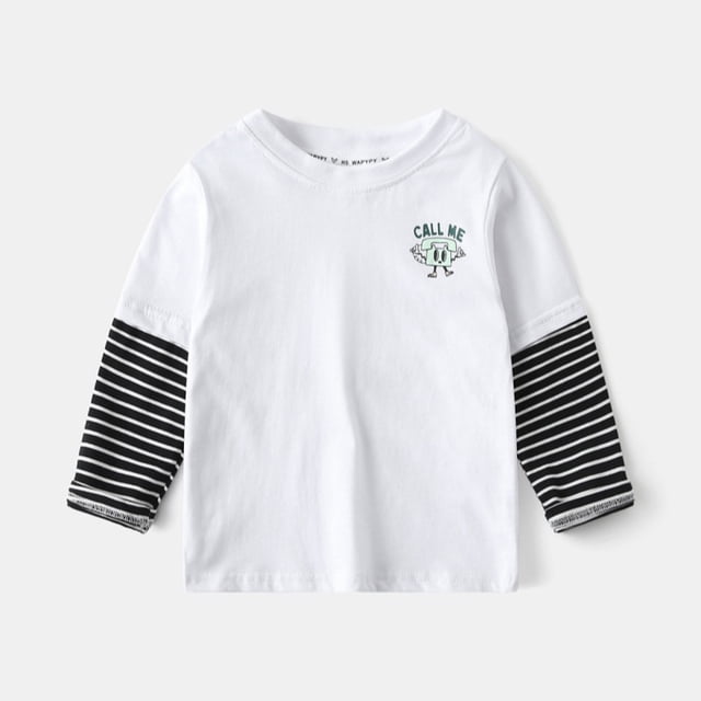 T-Shirt à Manches Longues Imprimé pour Filles, Basique Col Rond, Mode Garçon 2-3 Ans