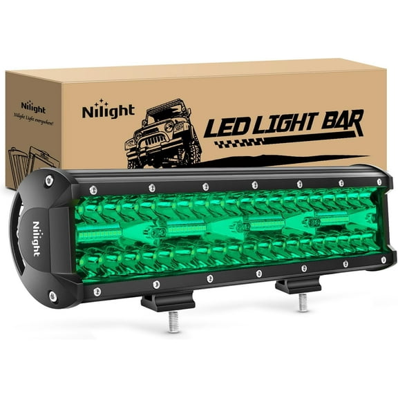 Nilight 12 Inch LED Light Bar Green Triple Row 240W Spot Flood Combo Off Road Driving Fog Fishing Hunting Emergency Safety Lighting for UTV Pick-up Van Boat Tractor