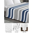 thumbnail image 6 of Navy Blue Grey Striped Full Size Flat Sheet, Wrinkleproof & Fadeproof Cooling Flat Bed Sheet Only, Horizontal Lines Simple Minimalist Breathable Soft Bedding Top Sheets 81 x 96 Inches, 6 of 8