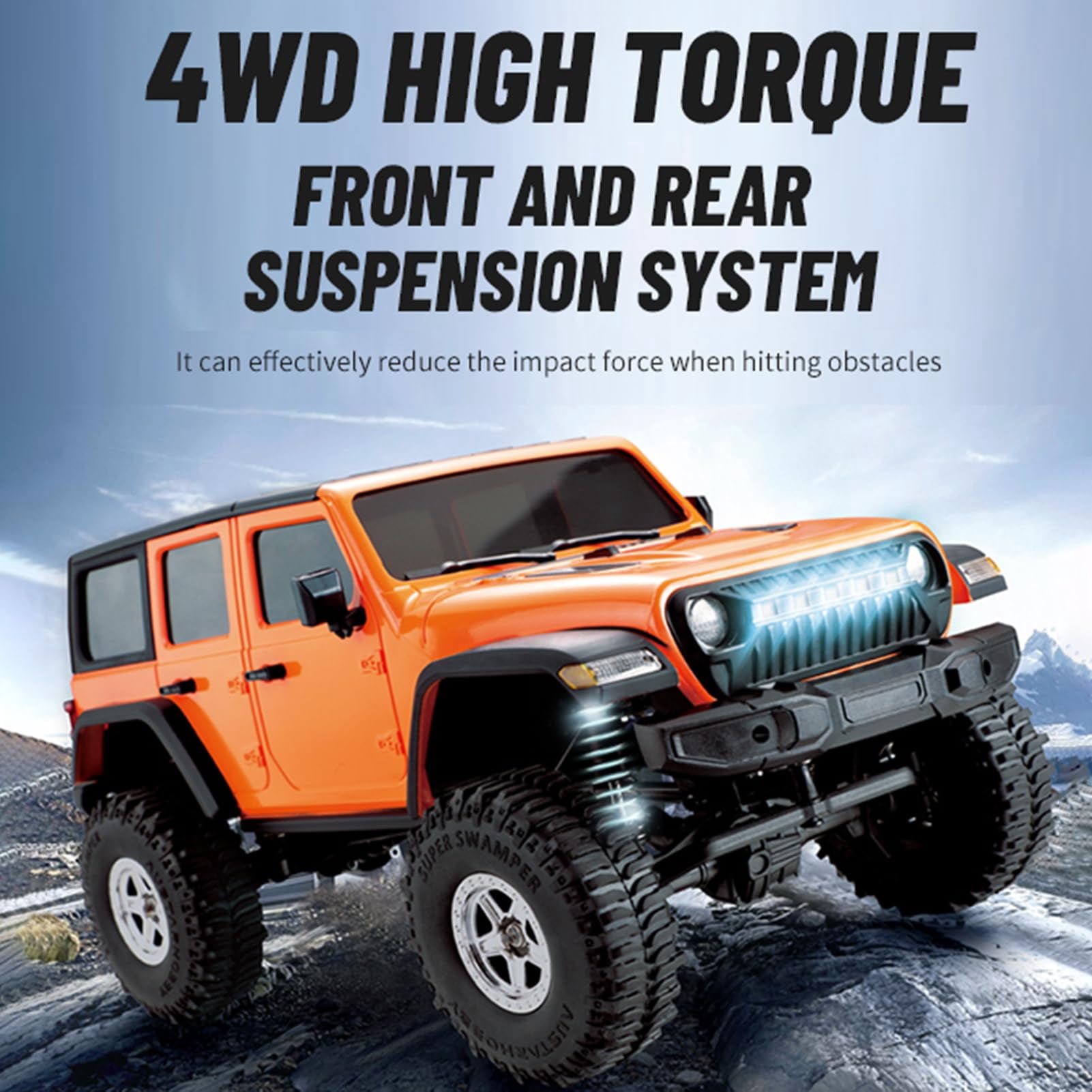 C8801 RC Crawler 4WD RC Truck with 2 Batteries, 1:18 Scale Remote Control Truck, 2.4GHz Electric Vehicle with LED Light for Adults,