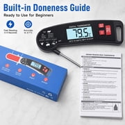 YTAKY Meat Thermometer, Instant Read Digital Meat Thermometer Waterproof -58 to 572°F with Backlight, Black