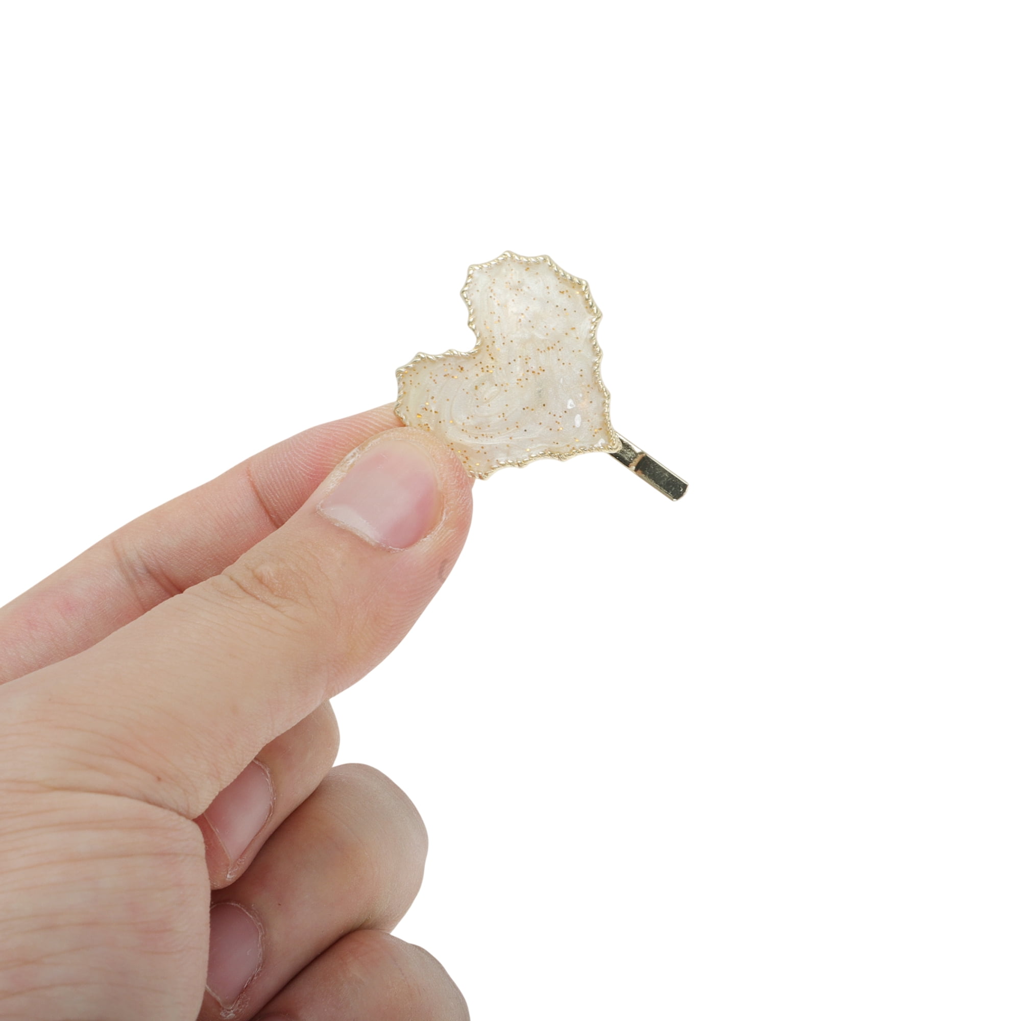 Unique Bargains Heart Shape Ponytail Buckle Hair Clip for Women Beige