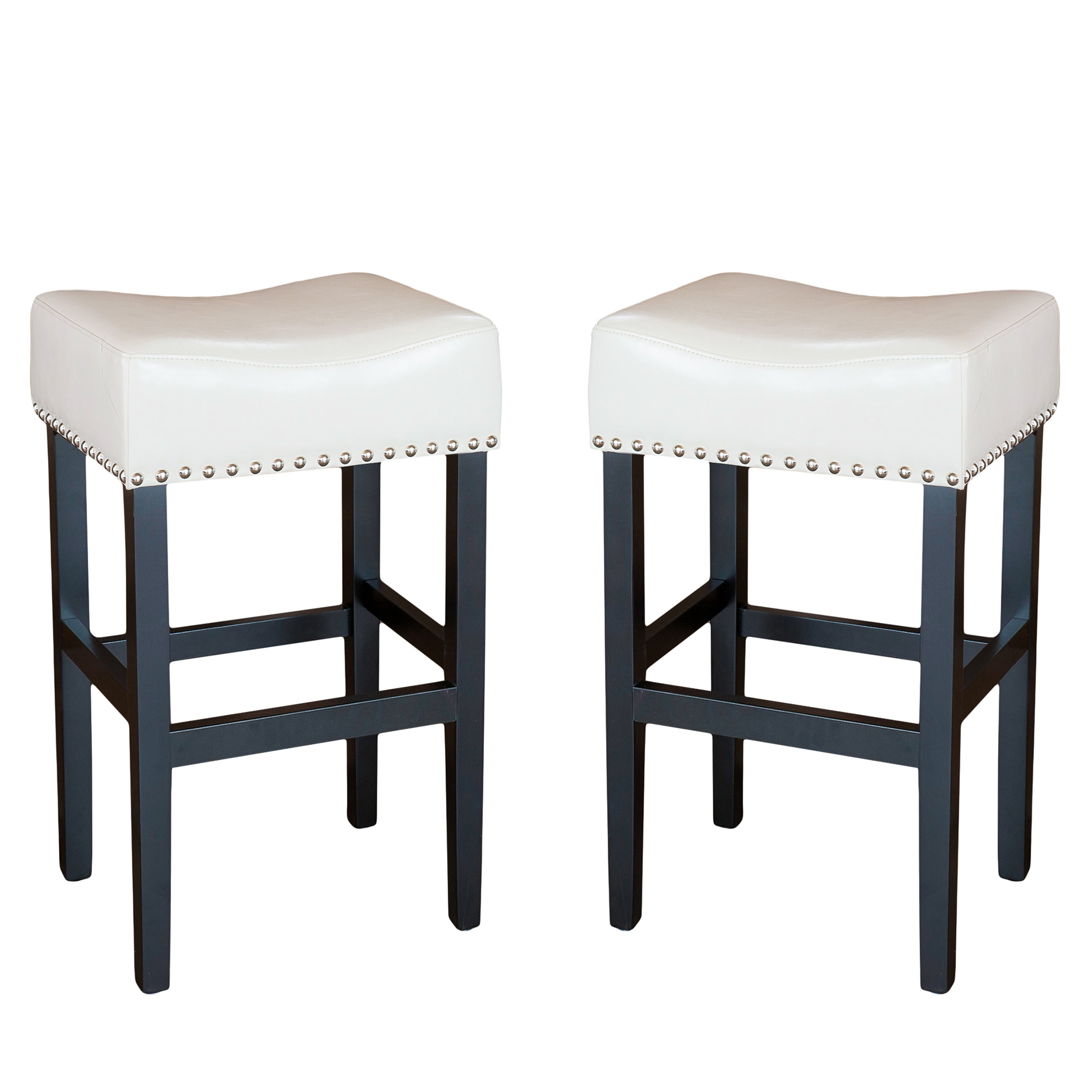 Noble House Lindsey Backless Bonded Leather Bar Stool, Set of 2, Ivory