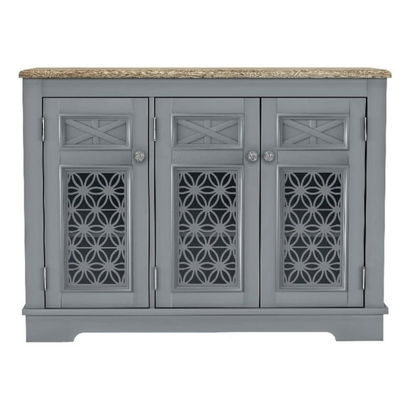 Versatile Buffet Cabinet with Glass Doors and Adjustable Shelves Gray