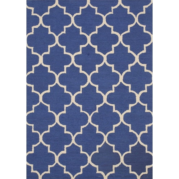 Hand-tufted Wool Blue Traditional Trellis Moroccan Rug