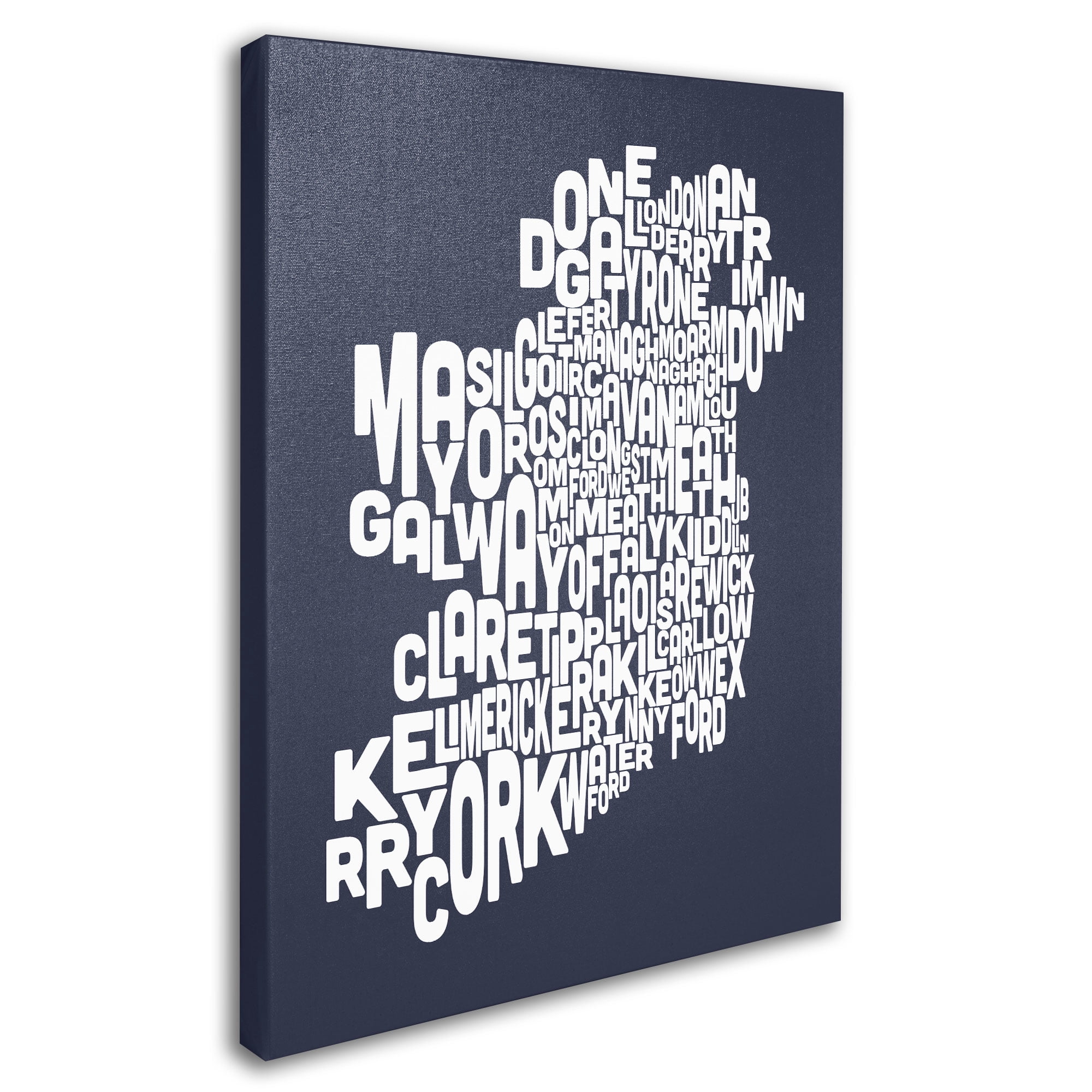 Trademark Art 'SLATE-Ireland Text Map' Canvas Art by Michael Tompsett