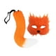 thumbnail image 4 of Máscara y cola de animal peludas, accesorios para cosplay, ideales para disfraces, actuaciones y juegos de rol. naranja, 4 of 9