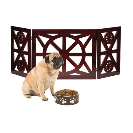 UPC: 0084358053956 | Etna 3 Panel Pet Gate – Trifold Wagon Wheel Dog Gate for Stairs – 48 W x 19 H