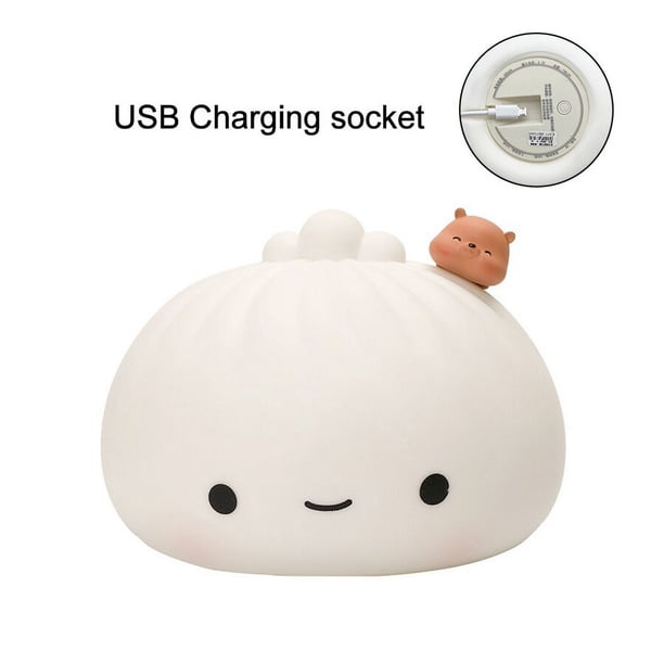 Lindo moño oso cerdo luz LED de noche colorida, dibujos animados, dormitorio, mesita de noche, lámpara suave, juguete de Navidad para niños, regalo, vacaciones, decoración del hogar