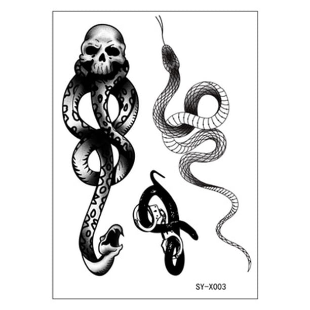 Pegatinas de tatuaje, tatuaje temporal para hombres, mujeres y adultos. Mamba, flor, marca, serpiente de la muerte. Pegatinas de tatuaje temporales.